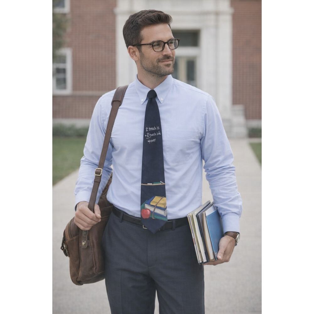 Vintage 1998 Ralph Marlin Teacher Tie 2 Teach Is 2 Touch Lives